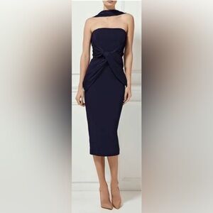 Misha Collection Kenzie Draped Pencil Dress in Navy AUS 6/US 2